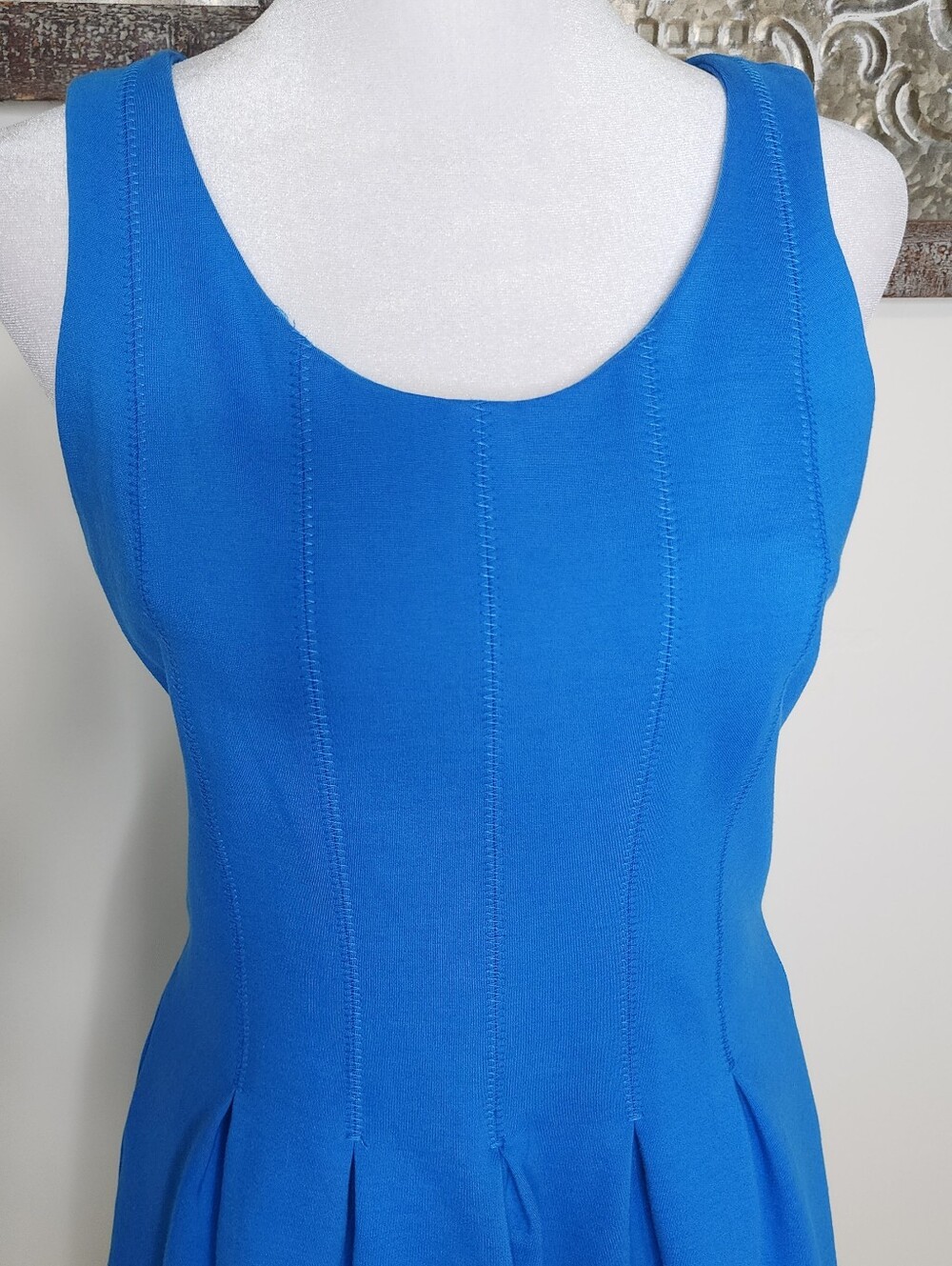 J. Crew Vibrant Blue Pleated Scoop Neck Fit and Flare Mini Dress Sz 6 Preppy - Picture 4 of 13